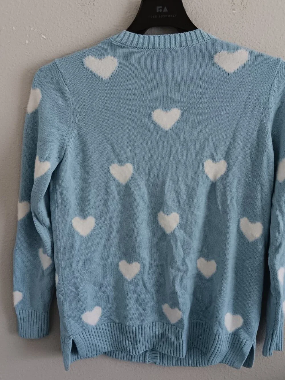 Belle by Kim Gravel Falling in Love Fuzzy Heart Cardigan, Blue Sz S a699095